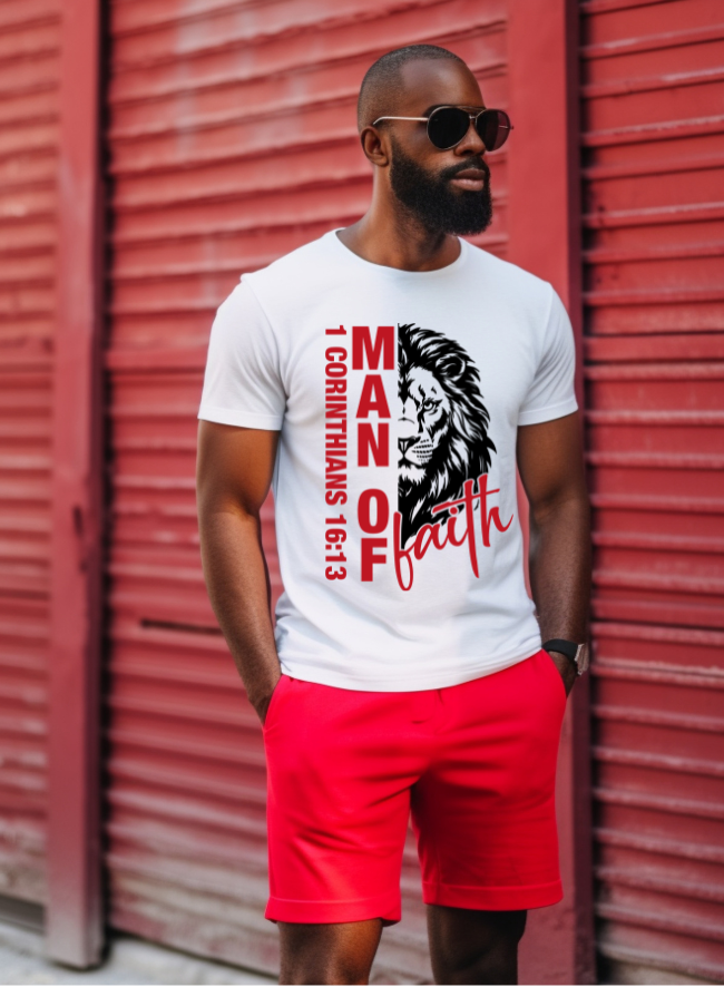 Man of Faith Lion Graphic T-shirt
