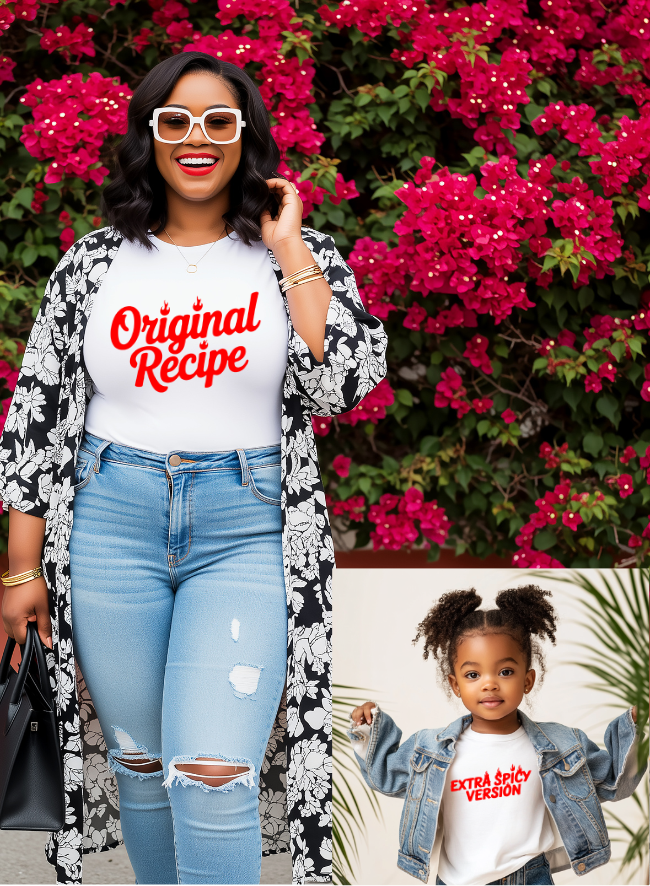Original Recipe & Extra Spicy Version Mama & Me  Matching T-shirts
