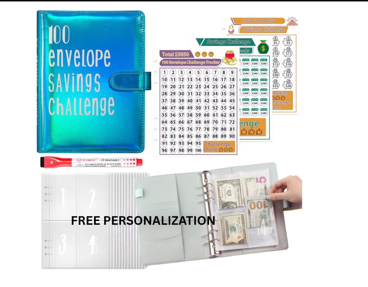 Savings Challenge binder- Personalized