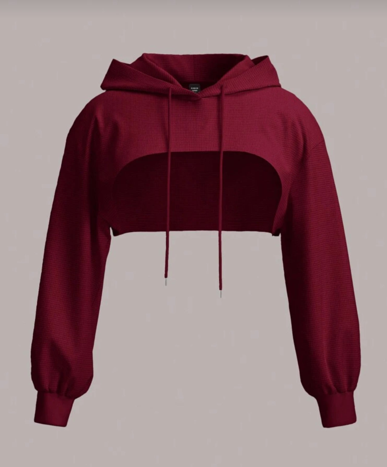 Long sleeve cropped hoodie drawstring top