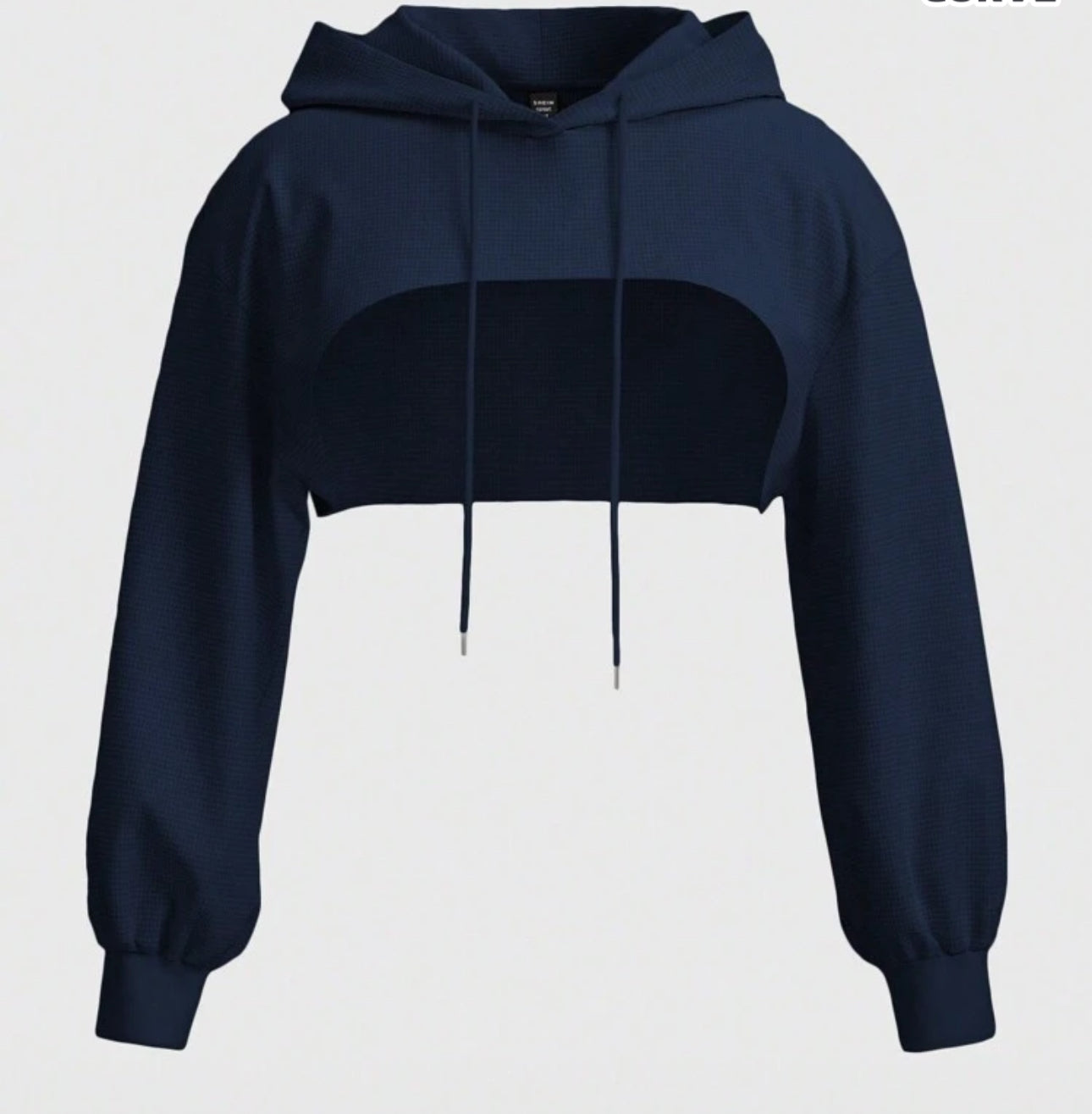 Long sleeve cropped hoodie drawstring top