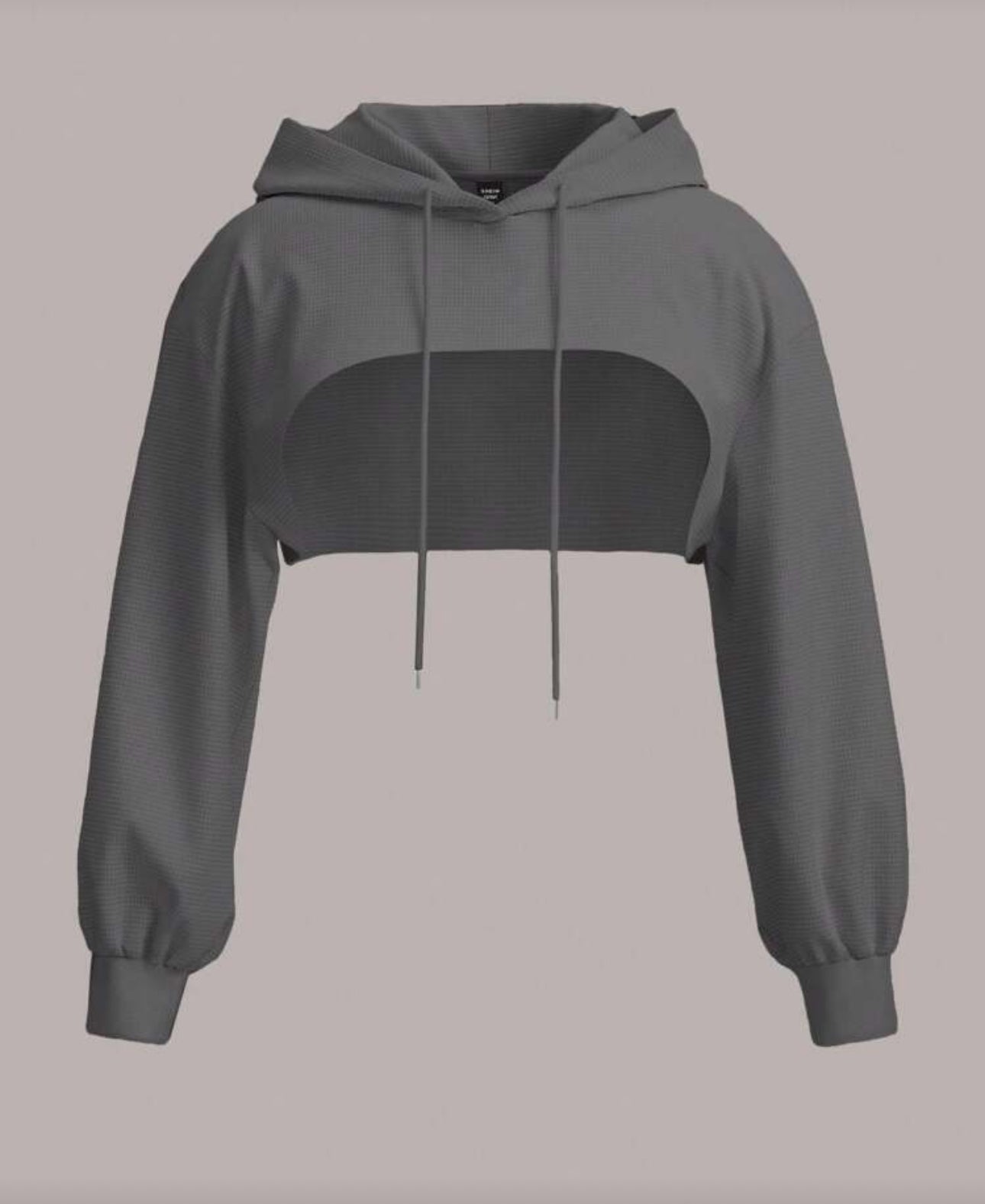 Long sleeve cropped hoodie drawstring top
