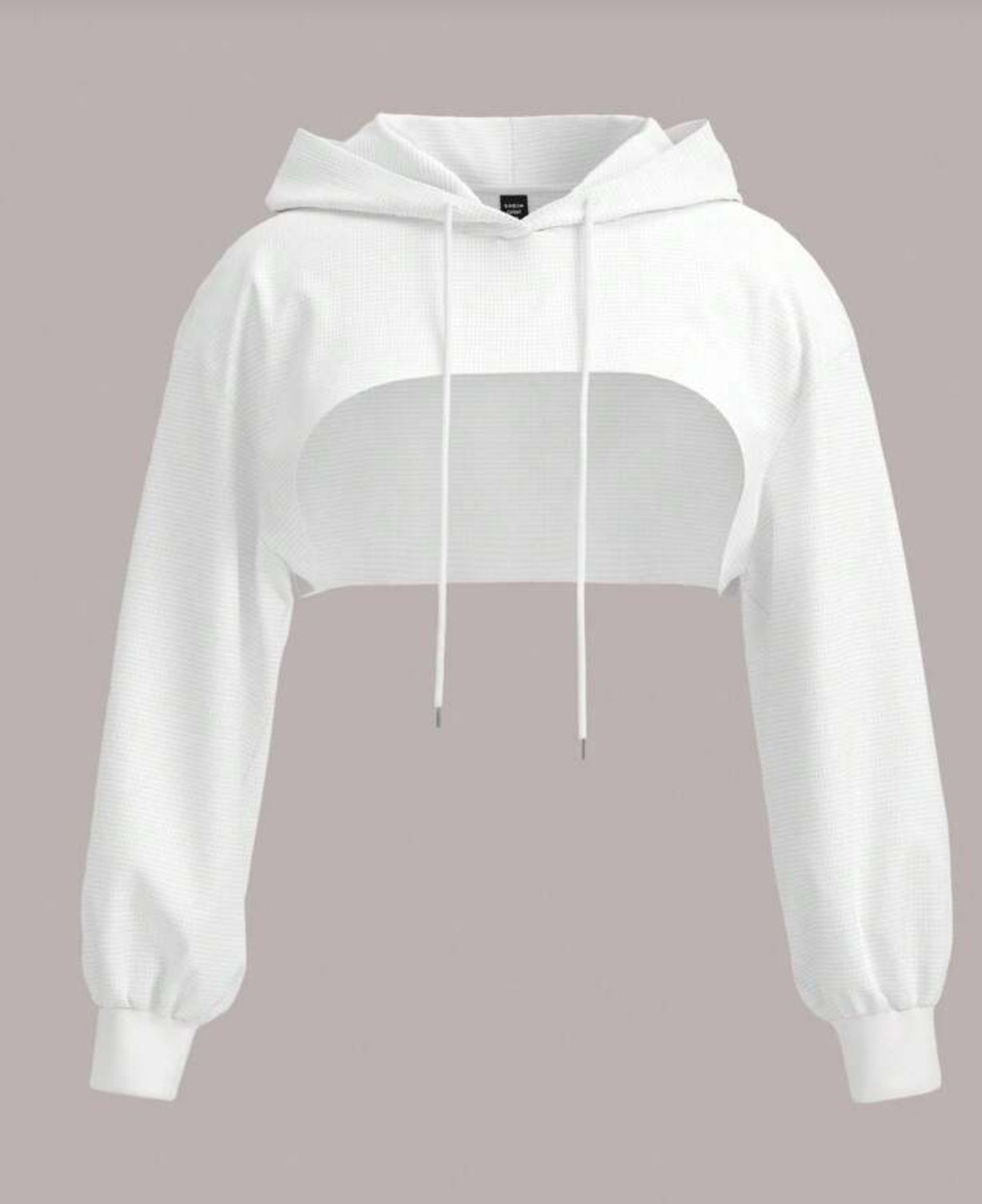 Long sleeve cropped hoodie drawstring top