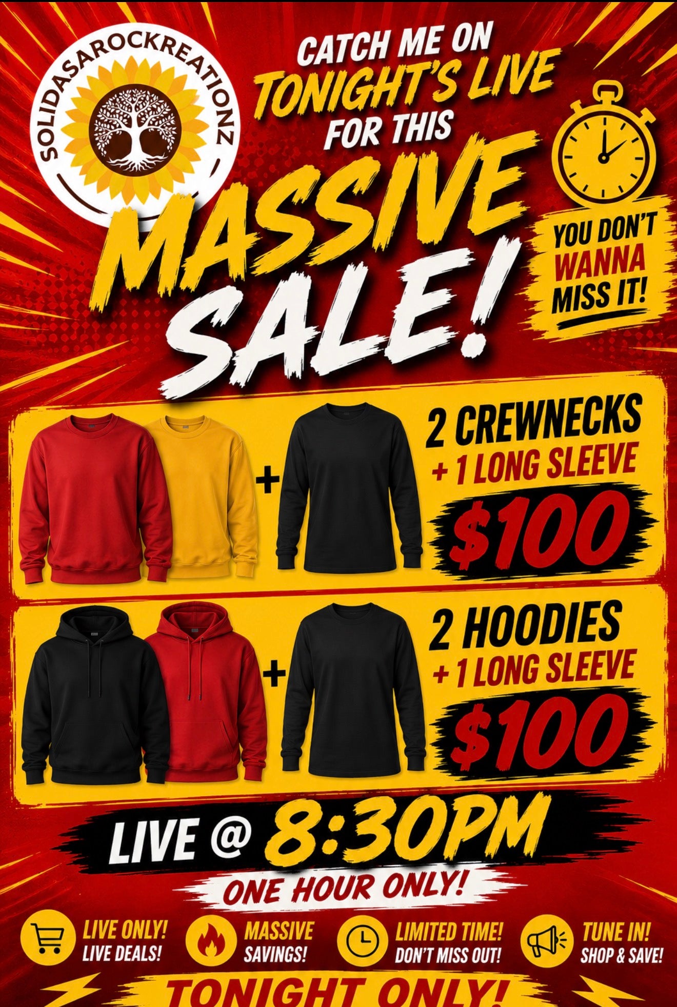 Two crewneck and a long sleeve
