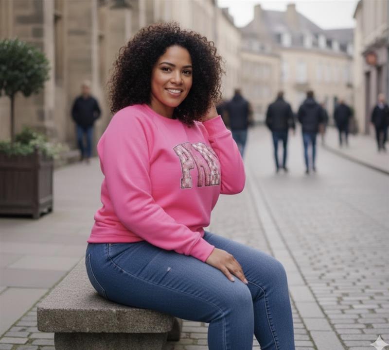 Pink PRAY Textured Lettering Sweatshirt